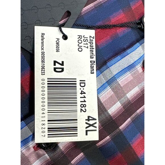 Centenario Mens 4XL Plaid Long Sleeve Shirt In Red & Black - Picture 4 of 11